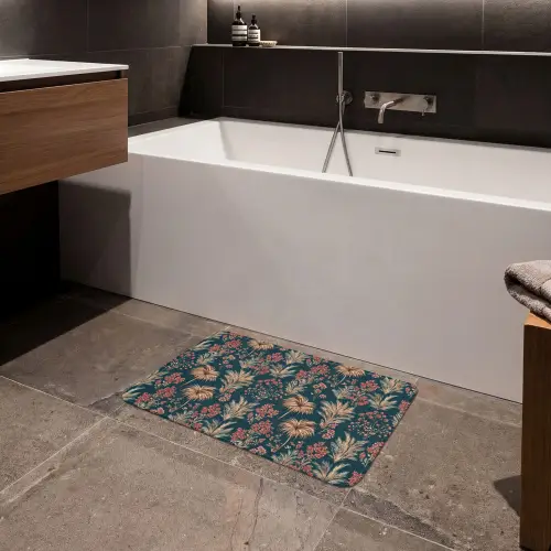 Botanisch - Patroon - Blauw Badmat klein 997 -sfeer3
