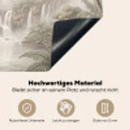 Jungle - Watervallen - Tropisch - Illustratie Inductie beschemer met haakjes klein -ky-onderkant-de