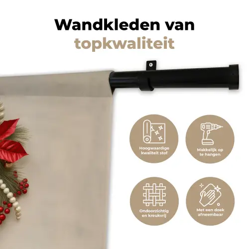 Deurkrans - Strik - Kerst - Rood - Groen Wandkleed katoen klein -sfeer2