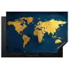 Wereldkaart - Goud - Donkerblauw Inductie beschermer vinyl 3mm klein -3d