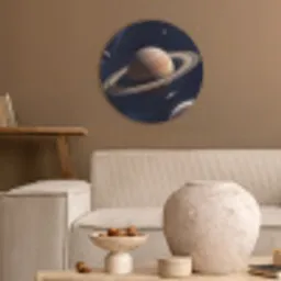 Planeten - Saturnus - Ruimte Akoestische PET Vilt - Rond klein -sfeer1