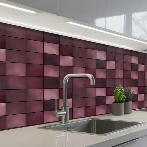 Vierkant - Tegel - Patroon - Paars keuken achterwand 2 middel 871 -3d_schuin