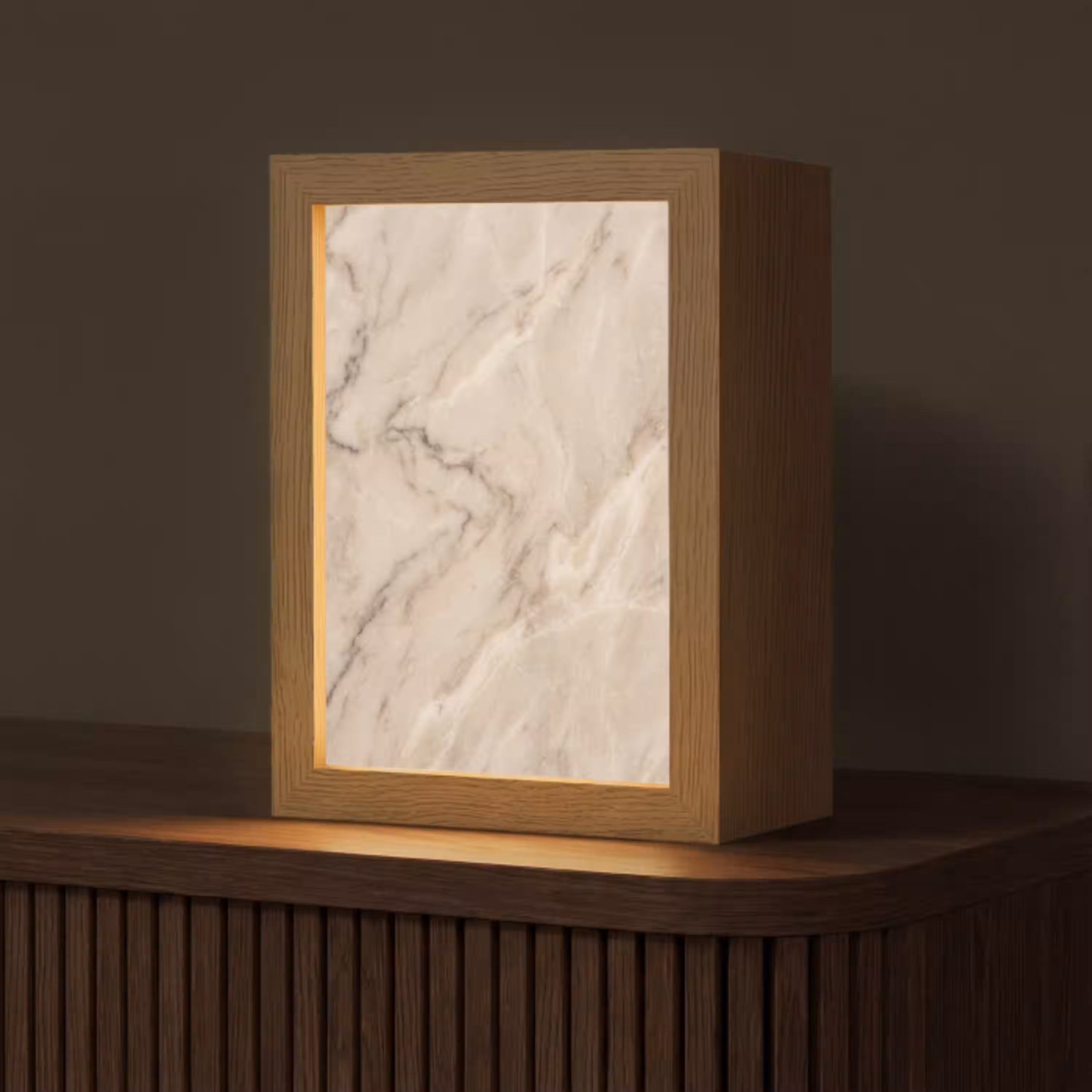 Marmer - Patroon - Abstract - Modern - Beige Light Box met kabel (Tafellamp) klein -z3d_website