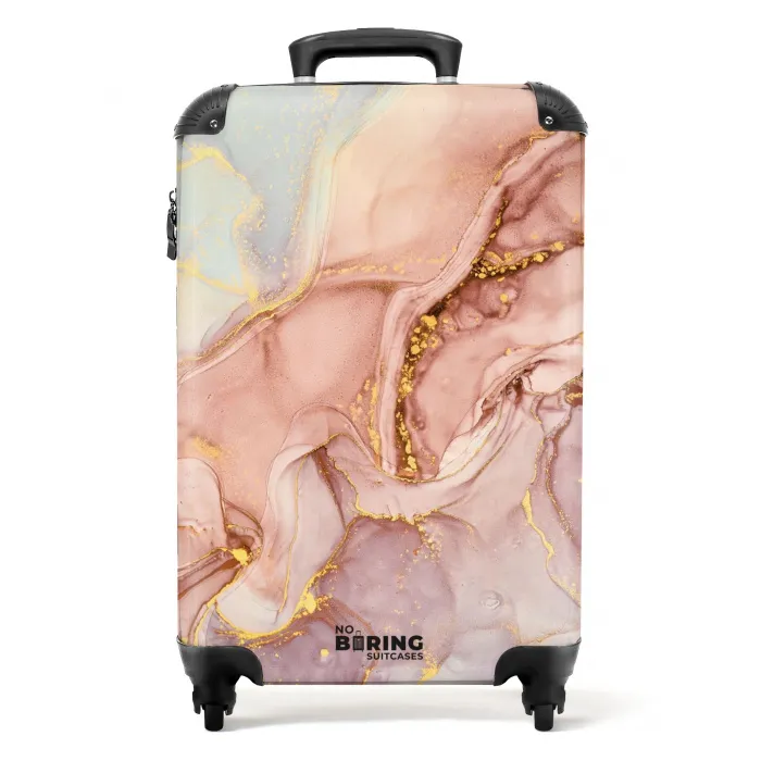 Marmer - Gouden Stromen in Pastel NBS - Handbagage koffer - Kinderen Unisex middel -productfoto_recht