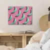 Bananen - Patroon - Blauw - Roze PET vilt klein -sfeer3