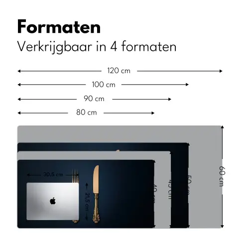 Bestek - Donkerblauw - Goud Muismat XXL klein -sfeer5