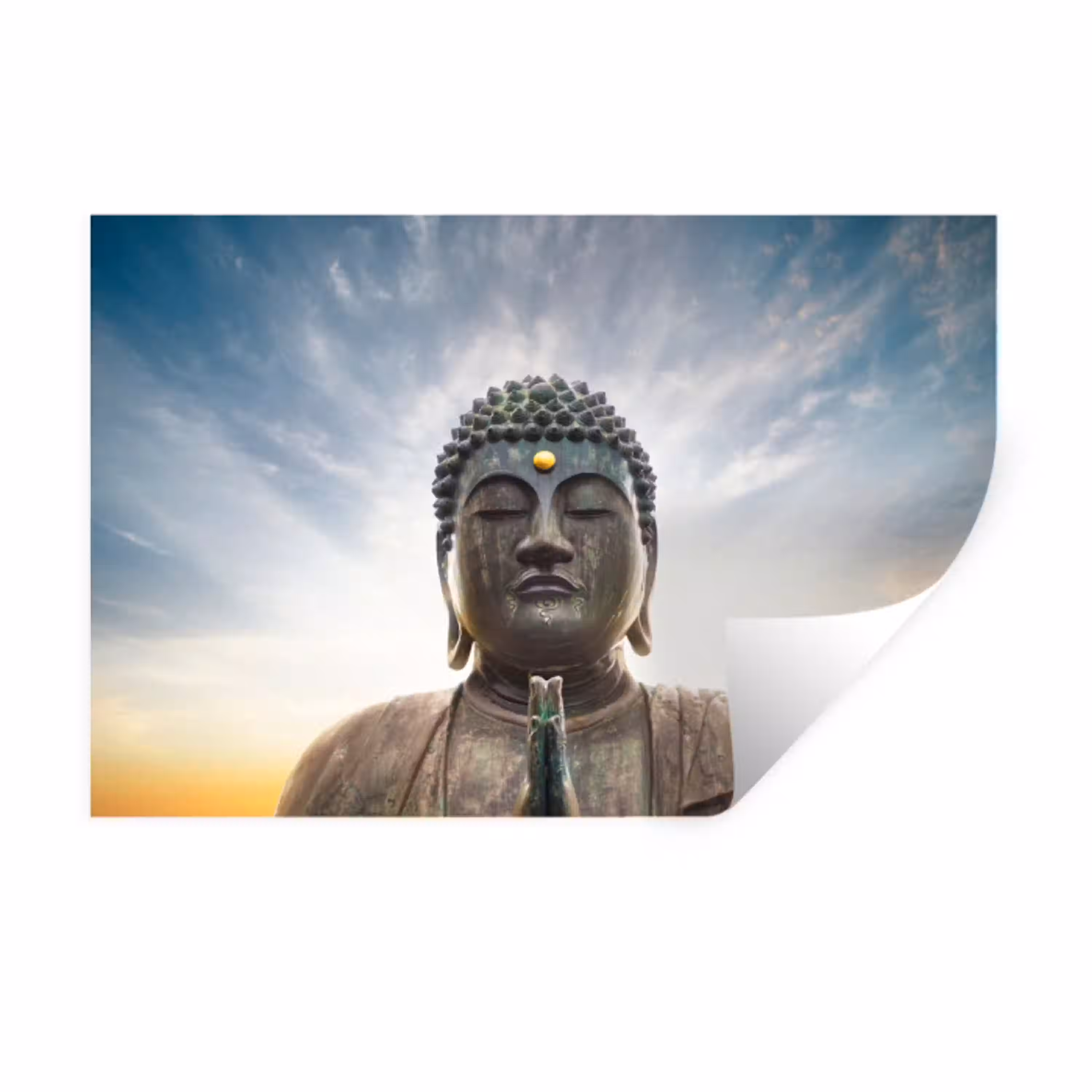 Boeddha hoofd - Buddha - Lucht - Spiritueel - Meditatie Muursticker klein -3d