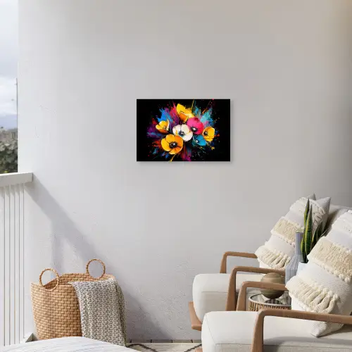 Bloemen - Kleurrijk - Graffiti - Modern - Boeket Tuinposter op houten frame 2 cm dik klein -sfeer1