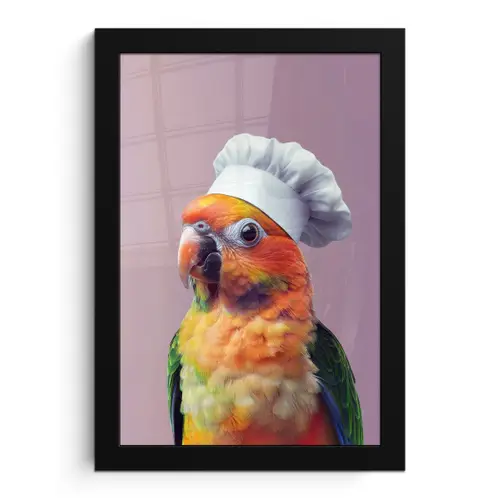 Papegaai - Koksmuts - Nieuwsgierig - Vogel fotolijst zwart zonder passe partout klein -3d