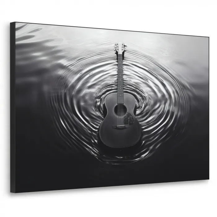 Gitaar - Hout - Water Textielframe zwart klein -3d