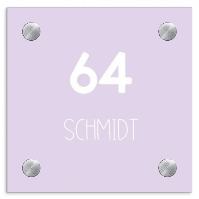 Lila - Modern Naambord Vierkant klein -3d