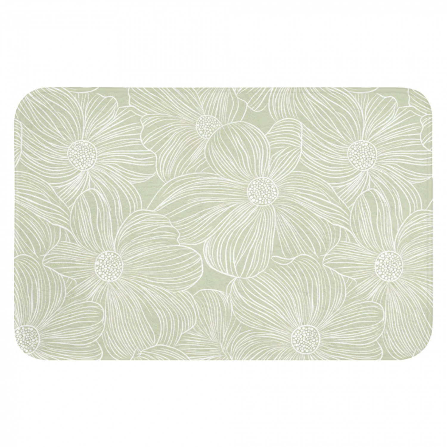 Sereen - Bloemen - Groen Badmat klein 997 -3d