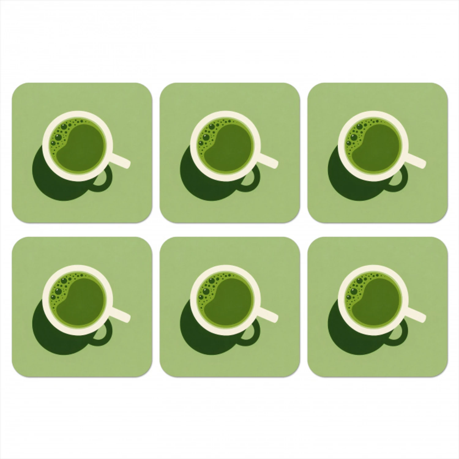 Minimalistisch - Kopjes - Matcha -Groen onderzetter kurk middel -3d