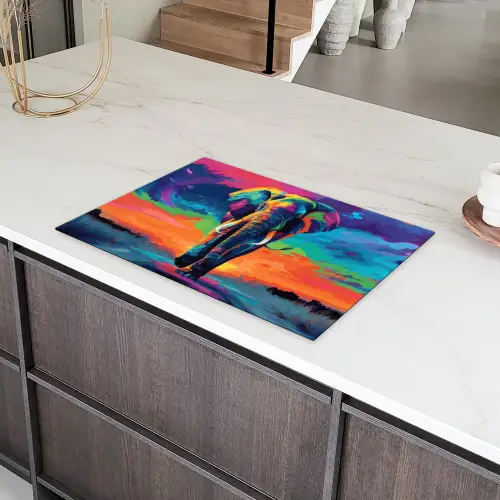 Olifant - Kleurrijk - Lucht - Abstract Inductie beschermer vinyl 3mm klein -sfeer8