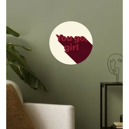 you go girl - 3D - Rood Wandcirkel behangsticker klein -sfeer2