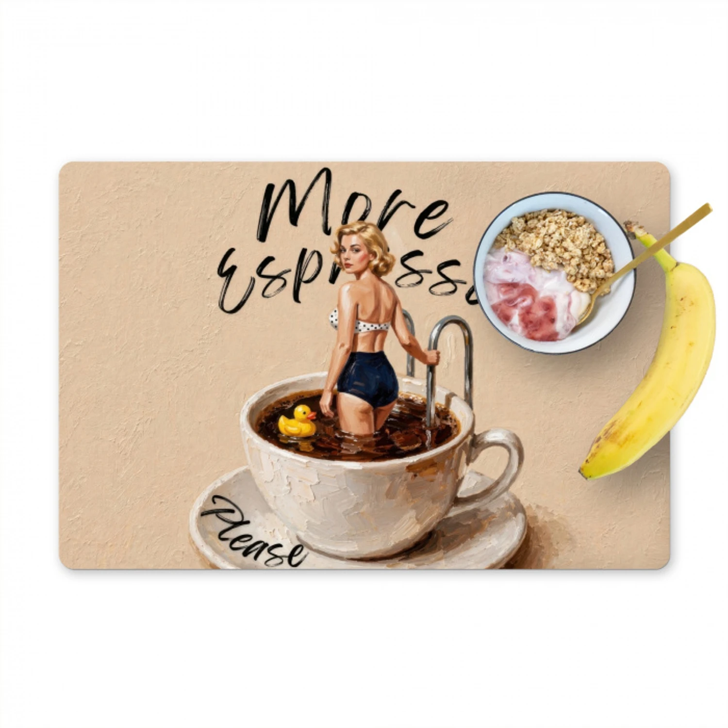 More espresso - Koffie - Eend Placemat vinyl groot -zzzproduct_Kitchenyeah-website