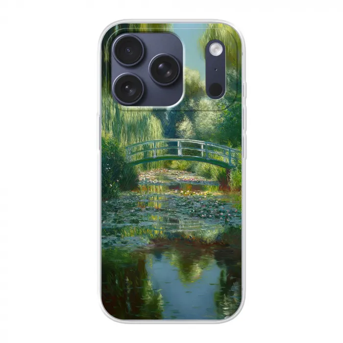 Brug - Hout - Vijver - Waterlelies Telefoonhoesje iPhone 17 Pro klein -3d