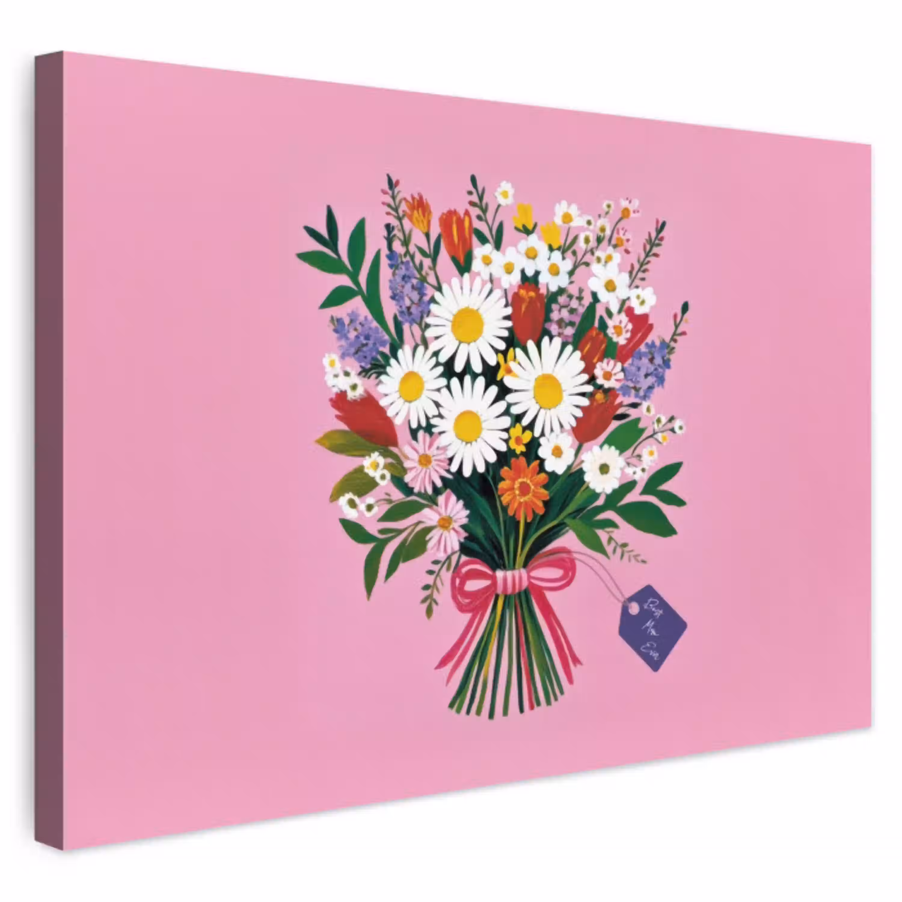 Bloemen - Quote - Kaartje - Kleurrijk Tuinposter op houten frame 2 cm dik klein -3d