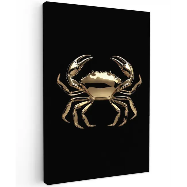 Goud - Krab - Dieren - Zwart Tuinposter op houten frame 2 cm dik klein -3d