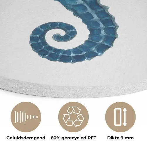 Zeepaardje - Staart - Blauw Akoestische PET Vilt - Rond klein -closeup_NL