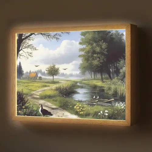 Zandpad - Groen landschap - Water Light Box met batterij (Wandlamp) middel -z3d_website