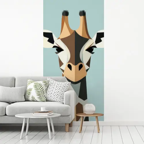 Giraffe - Illustratie - Bruin - Minimalistisch fotobehang vinyl groot -woonkamer