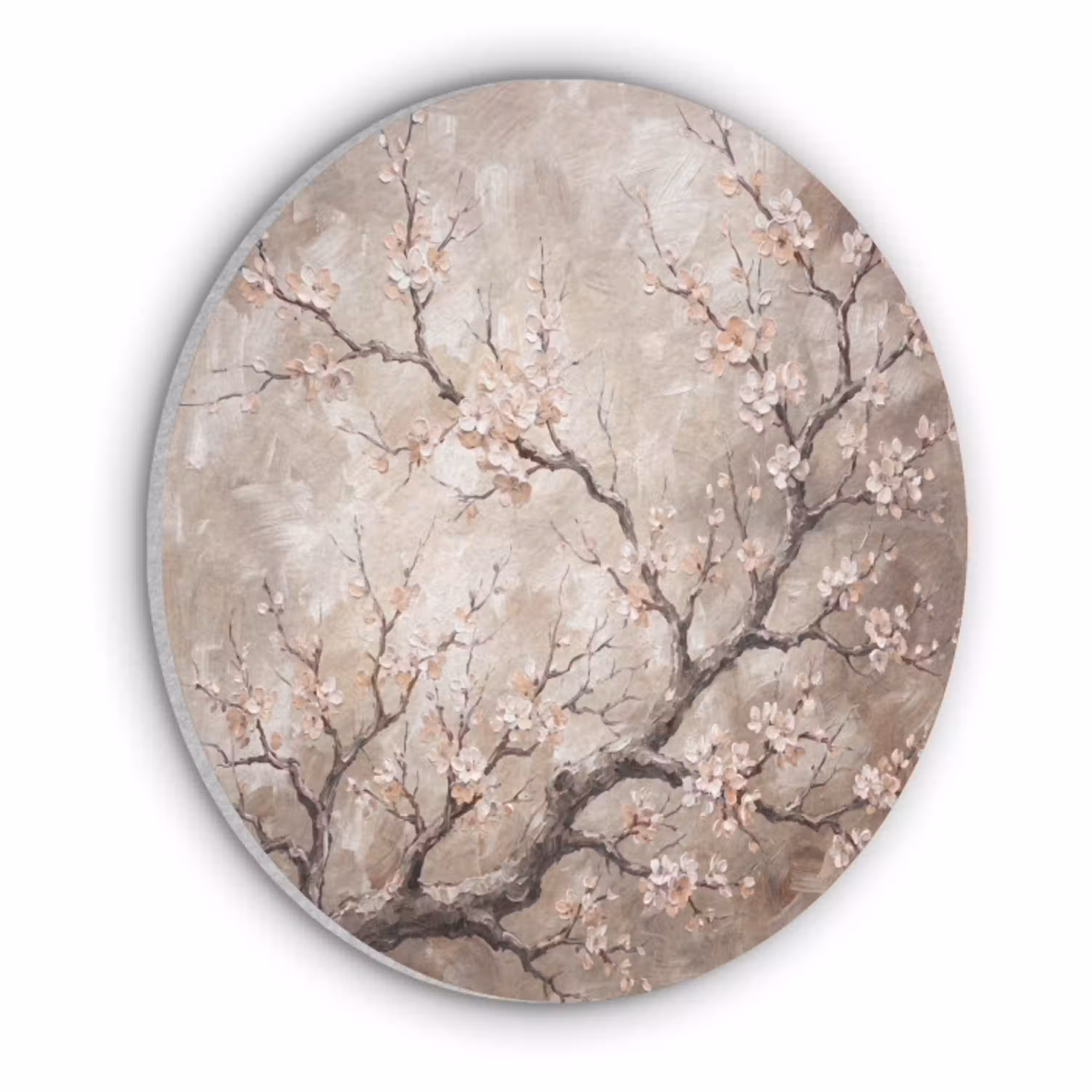 Bloesem - Takken - Schilderij - Beige - Serene Akoestische PET Vilt - Rond klein -3d