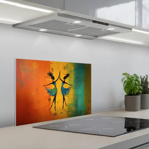 Dansen - Vrouwen - Verfstructuur keuken achterwand spatscherm klein -3d_schuin