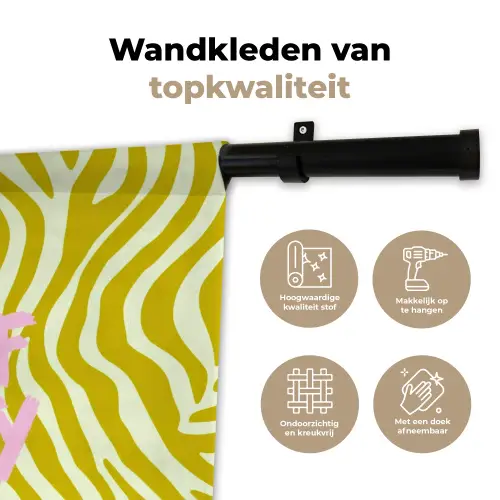 Zebraprint - Priority - Roze Wandkleed katoen klein -sfeer2