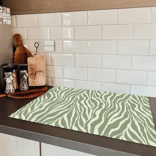 Zebra - Motief - Groen Inductie beschermer vinyl 3mm klein 276 -sfeer3