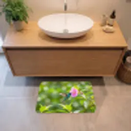 Kolibrie - Bloem - Natuur - Groen Badmat klein -sfeer1