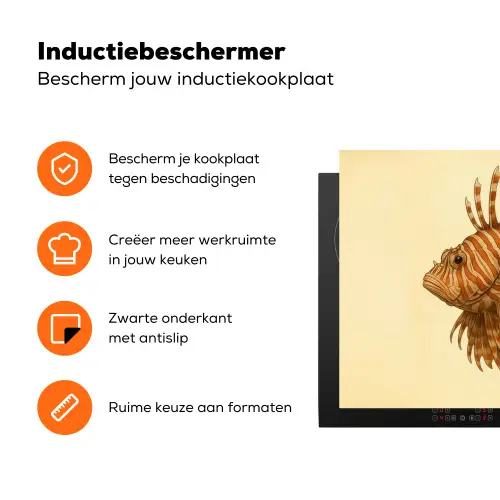 Strepen - Vis - Rond - Stekels Inductie beschermer vinyl 3mm klein -zzzzzzz-td-ups