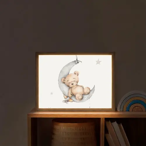 Beer - Maan - Sterren - Kinderen Light Box met batterij (Wandlamp kind) middel -sfeer1_kind