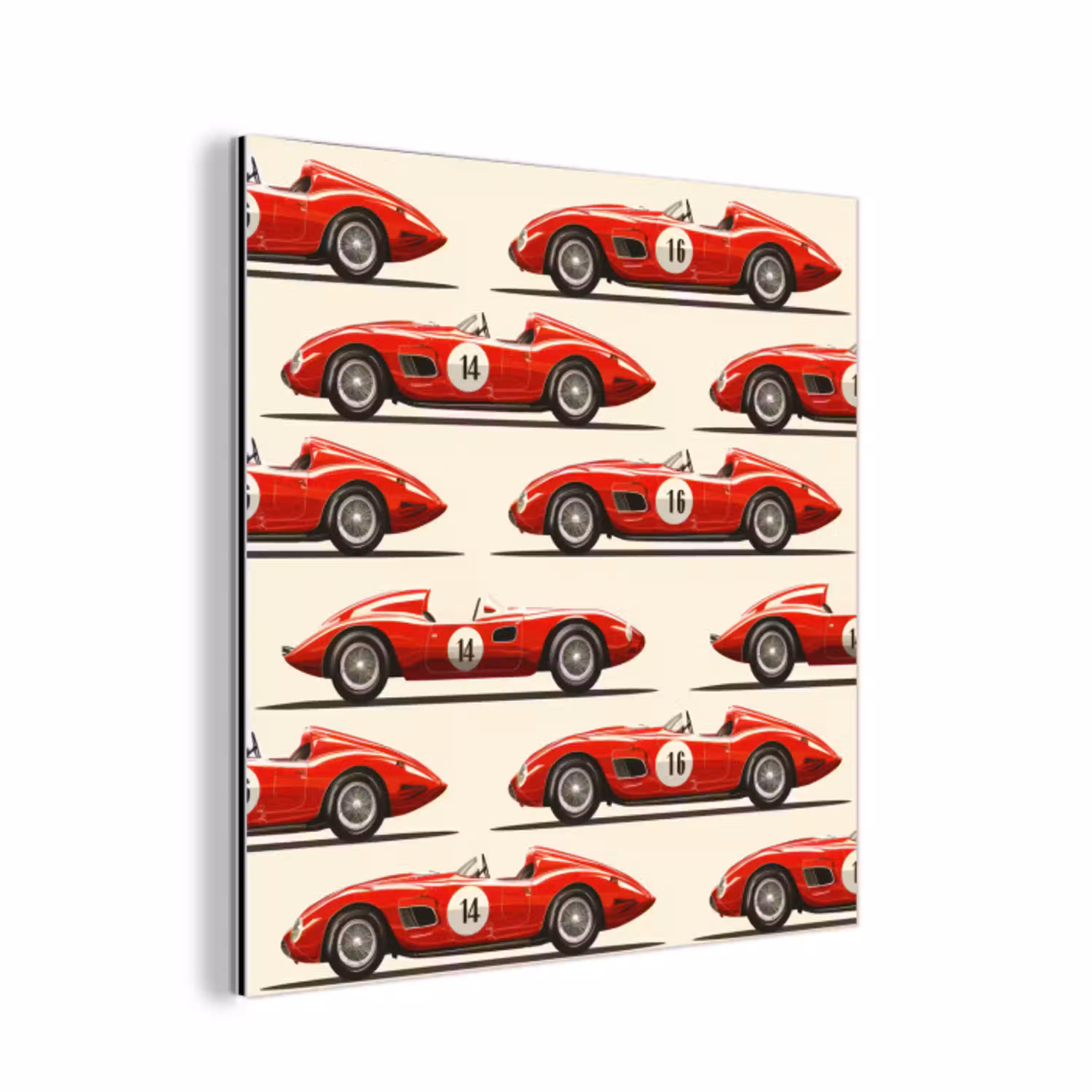 Raceauto - Retro - Rood aluminium wit klein 46 -3d