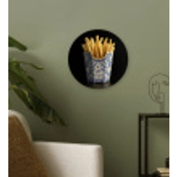 Friet - Porselein - Delfts blauw - Eten Wandcirkel plexiglas klein -sfeer3