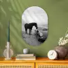 Paard - Auto - Zwart - Wit Wandcirkel Ovaal Forex klein -sfeer2