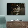 Café - Croissant - Koffie - Astronaut canvas 2cm klein -sfeer4