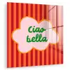Ciao bella - Tekstwolk - Strepen - Oranje plexiglas 5mm klein -zzzproduct_nieuw
