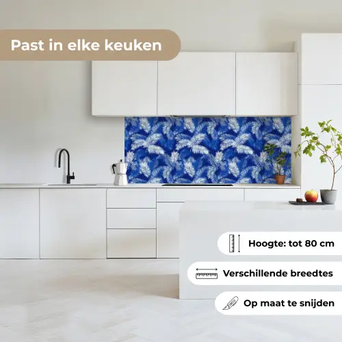 Palmblad - Patroon - Blauw keuken achterwand 2 middel 871 -sfeer4_NL
