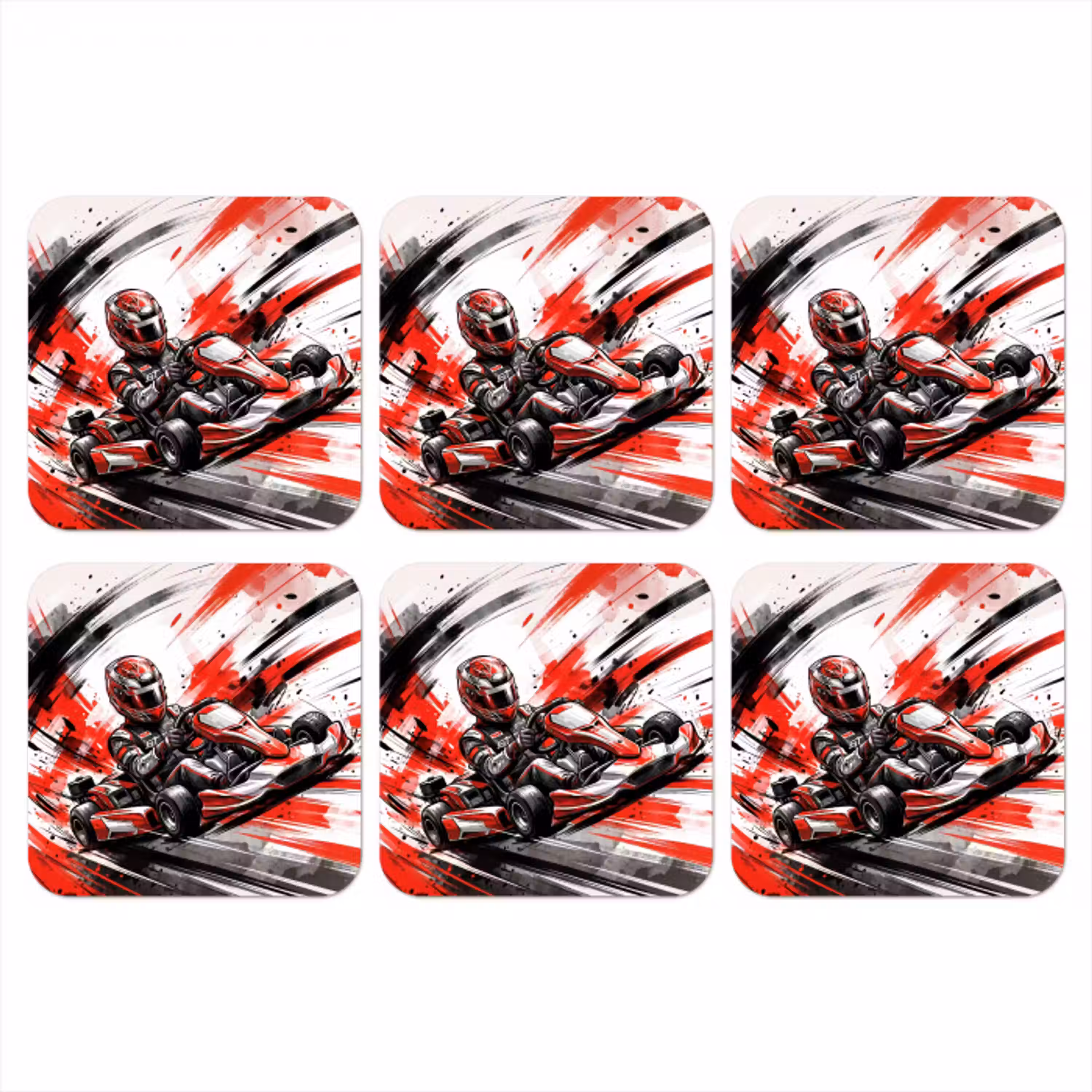 Kart - Coureur - Snelheid - Rood onderzetter kurk middel -3d
