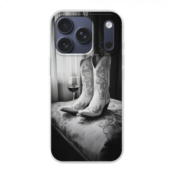 Wijn - Cowboylaarzen - Raamlicht - Wit Telefoonhoesje iPhone 17 Pro klein -3d