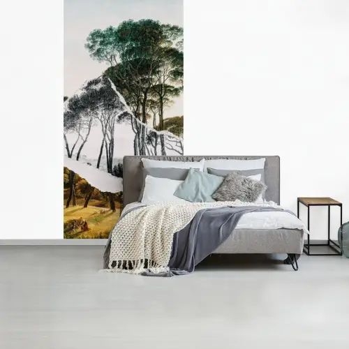 Italiaans landschap parasoldennen - Kunst - Hendrik Voogd - Schilderij - Zwart wit - Oude meesters fotobehang vinyl groot -slaapkamer