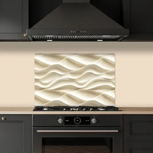 Lijnen - Golvend - Crème keuken achterwand spatscherm klein 900 -sfeer1