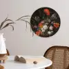 Stilleven met bloemen en een horloge - Schilderij van Abraham Mignon Wandcirkel kunststof plaat 5mm dik klein -sfeer4