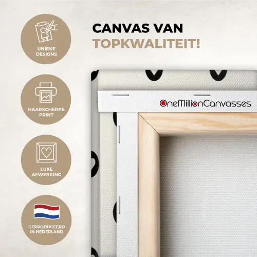 Hart - Rond - Wit - Zwart canvas 2cm xxl 828 -sfeer2