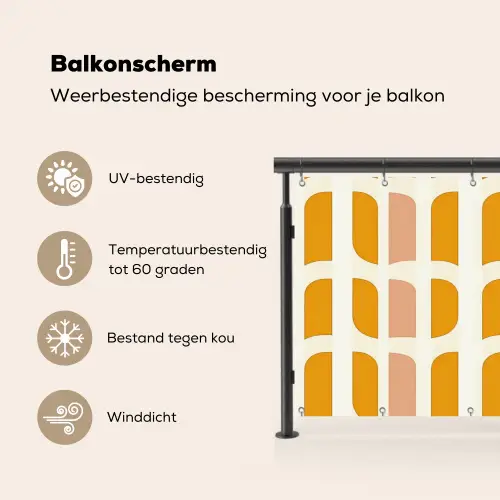 Geometrisch - Patroon - Geel - Roze Balkonbeschermer Duitsland klein 596 -specs_NL