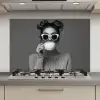 Vrouw - Koffie - Zwart - Wit keuken achterwand spatscherm klein -3d_website