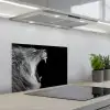 Dieren - Leeuw - Zwart - Wit - Portret keuken achterwand spatscherm klein -3d_schuin