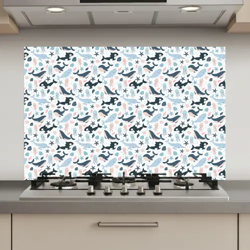 Klein - Oceaan - Walvissen - Octopus keuken achterwand spatscherm klein 900 -3d_website