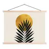 Zwart palmblad - Gouden cirkel - Beige achtergrond textielposter latten blank klein -3d